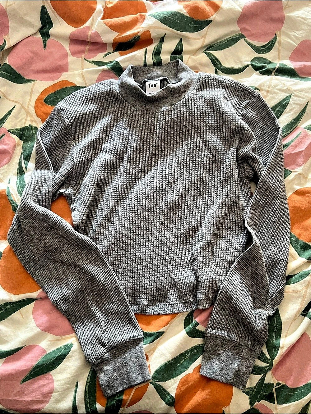 Tna Waffle Wade Mockneck Sweater Gray & White